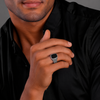Woven Signet Ring – 925 Sterling Silver Black Stone Statement Ring for Men