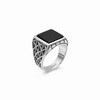 Shadow Grid Ring – 925 Sterling Silver Men’s Oxidized Statement Ring