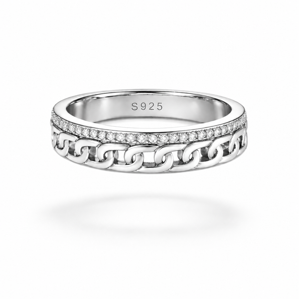 Link Crown Ring – 925 Sterling Silver Men’s Chain Band Ring