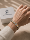 Matrix Bracelet – Premium Silver Dual Tone Geometric Link Bracelet