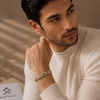 Matrix Bracelet – Premium Silver Dual Tone Geometric Link Bracelet