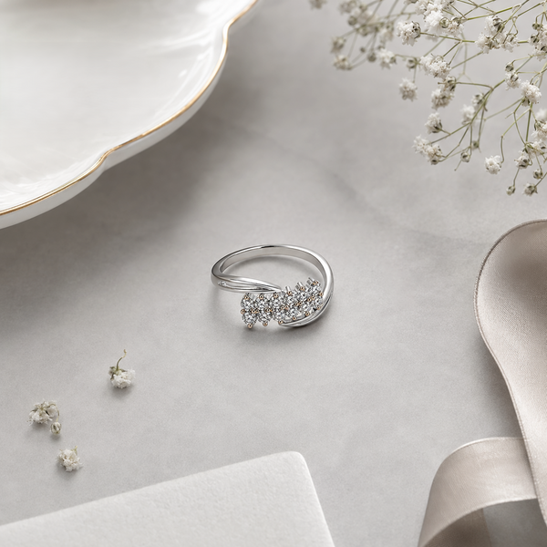 Dia Ring – 925 Sterling Silver Cluster Wrap Ring