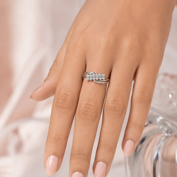 Dia Ring – 925 Sterling Silver Cluster Wrap Ring