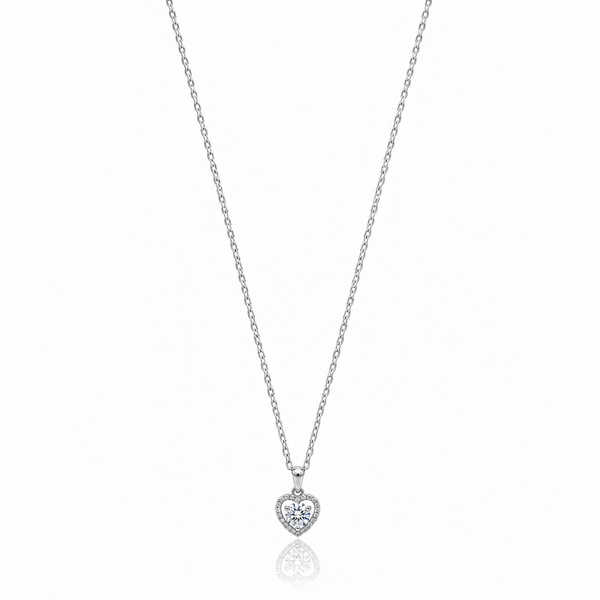 Valentina Pendant – 925 Sterling Silver Heart Halo CZ Pendant for Women