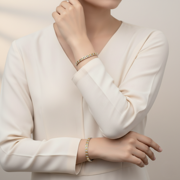 DuoGlow Bangle – 925 Sterling Silver Dual-Tone Designer Bangle