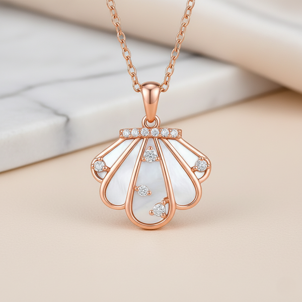 Naria Pendant – 925 Sterling Silver Rose Gold Shell Necklace