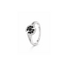 Black Flora Ring – 925 Sterling Silver Floral CZ Ring for Women
