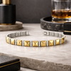 Pyramid Link Bracelet – Silver Men’s Dual-Tone Statement Bracelet