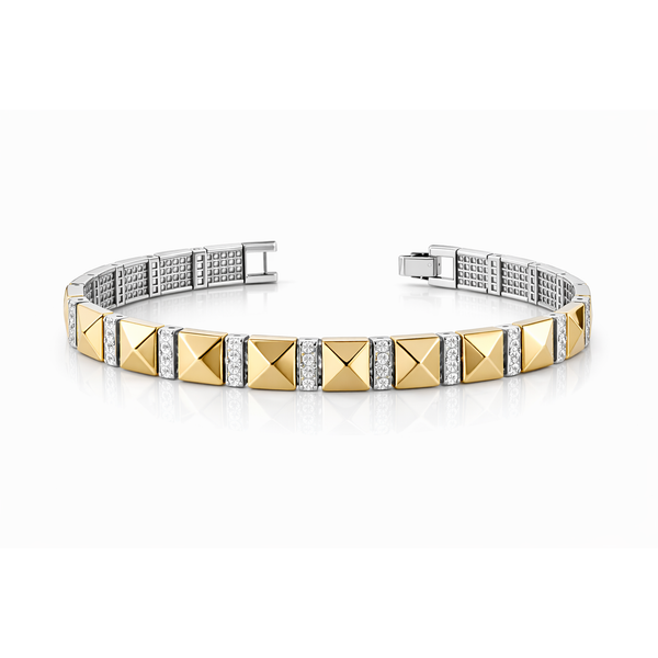 Pyramid Link Bracelet – Silver Men’s Dual-Tone Statement Bracelet