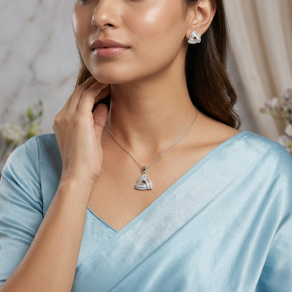 Trine Geometric Pendant Set in 925 Sterling Silver