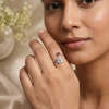 Flora Ring – 925 Sterling Silver Floral Open Ring with Ruby Red Heart CZ