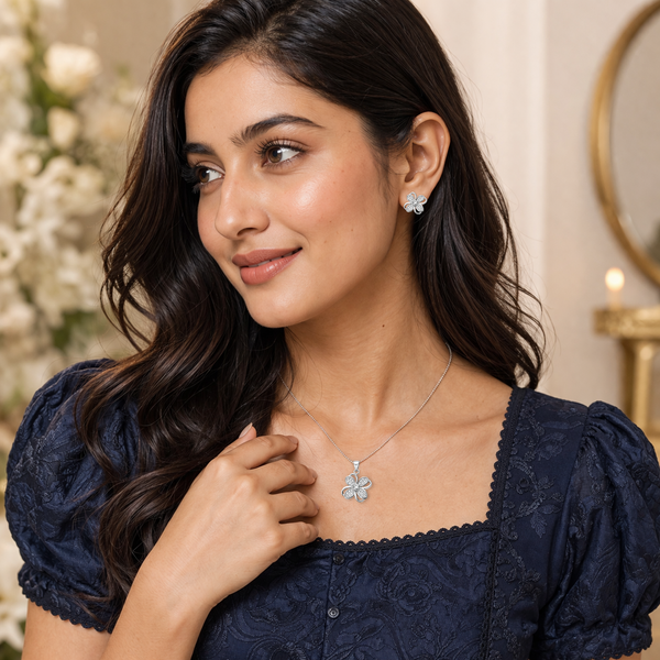 Floris Floral Pendant Set in 925 Sterling Silver