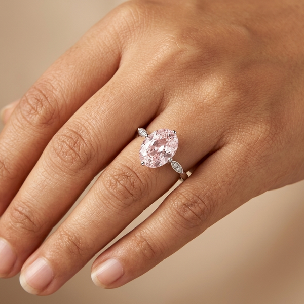 Tara Ring – 925 Sterling Silver Blush Pink Oval Statement Ring