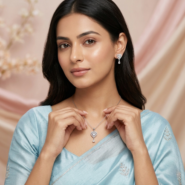 Luvia Heart Pendant Set in 925 Sterling Silver