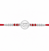 Ram Rakhi – 925 Sterling Silver Ram Symbol Rakhi with Ruby Red Crystal Beads