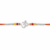 Om Rakhi – 925 Sterling Silver Divine Om Rakhi with Ruby & Golden Crystal Beads