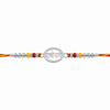 Radhe Radhe Rakhi – 925 Sterling Silver Divine Radhe Radhe Rakhi with Ruby & Golden Crystal Beads