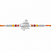Om Namah Shivay Rakhi – 925 Sterling Silver Spiritual Rakhi with Red & Yellow Beads