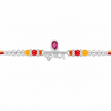 Krishna Rakhi – 925 Sterling Silver Rakhi with Pink Crystal, Red & Yellow Beads