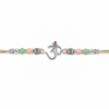 Om Rakhi – 925 Sterling Silver Om Rakhi with Pastel Green & Peach Beads