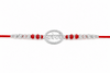 Radhe Radhe Rakhi – 925 Sterling Silver Rakhi with CZ Detailing & Red Thread