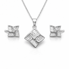 Elara Pendant Set – 925 Sterling Silver Geometric Floral Pendant & Earrings Set