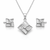Elara Pendant Set – 925 Sterling Silver Geometric Floral Pendant & Earrings Set