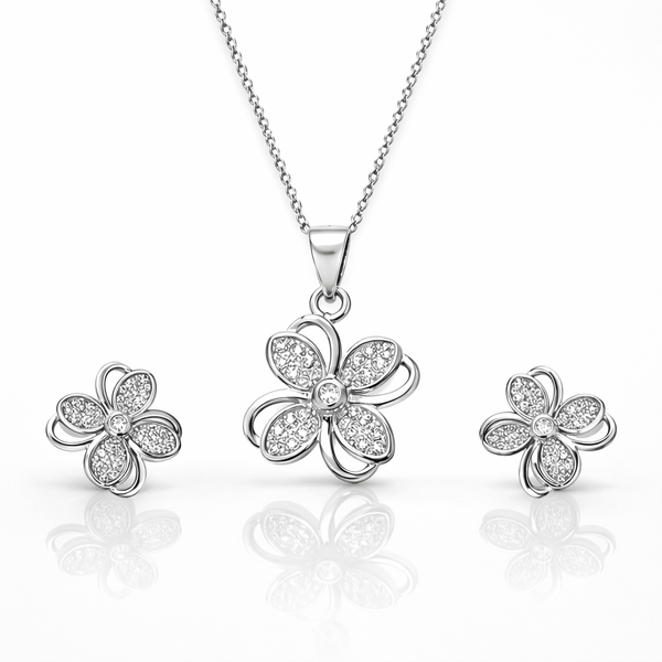 Floris Floral Pendant Set in 925 Sterling Silver