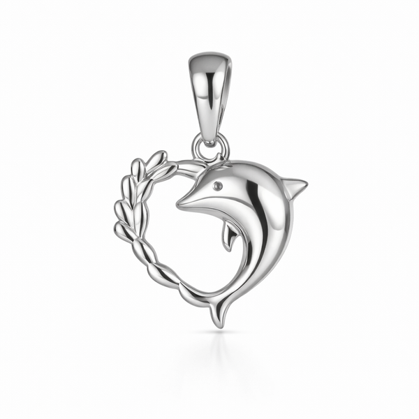 Dilphina Heart Pendant – 925 Sterling Silver Dolphin Heart Pendant for Women