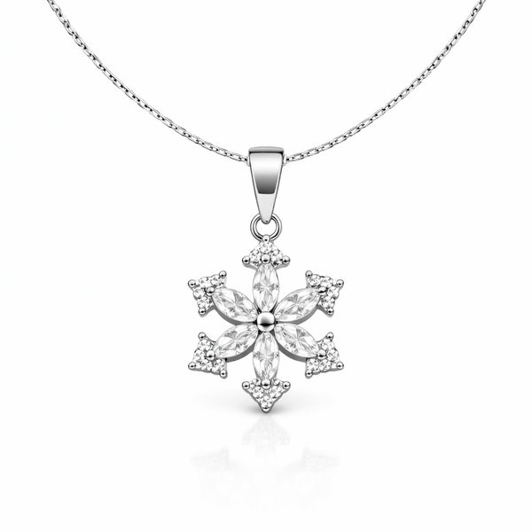 Flora Snow Pendant Set in 925 Sterling Silver