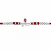 Krishna Rakhi – 925 Sterling Silver Rakhi with Pink Crystal & Red Beads