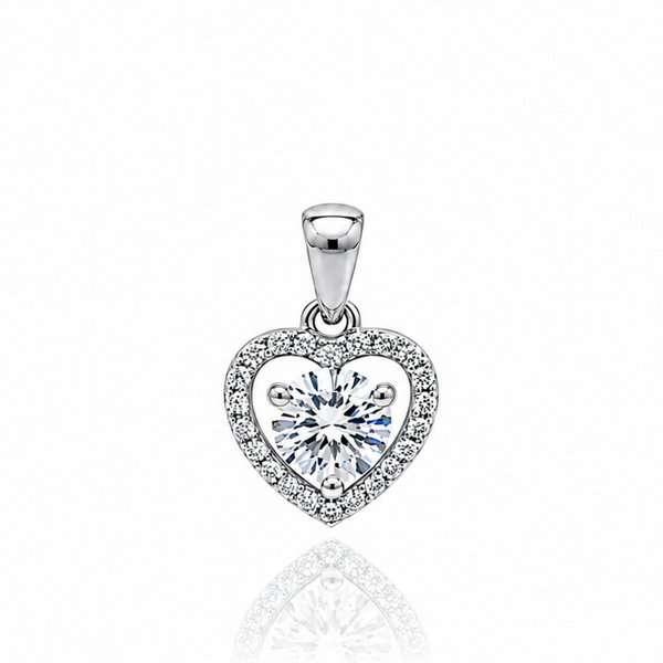 Valentina Pendant – 925 Sterling Silver Heart Halo CZ Pendant for Women