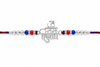 Om Namah Shivay Rakhi – 925 Sterling Silver Spiritual Rakhi with Red & Blue Beads