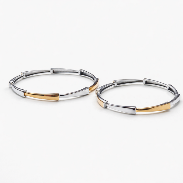 Axis Bangles – 925 Sterling Silver Dual-Tone Modern Minimal Bangles