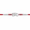 Bro Rakhi – 925 Sterling Silver Letter Rakhi with Red Crystal Beads
