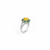 Ira Ring – 925 Sterling Silver Yellow & Emerald Halo Ring