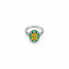 Ira Ring – 925 Sterling Silver Yellow & Emerald Halo Ring