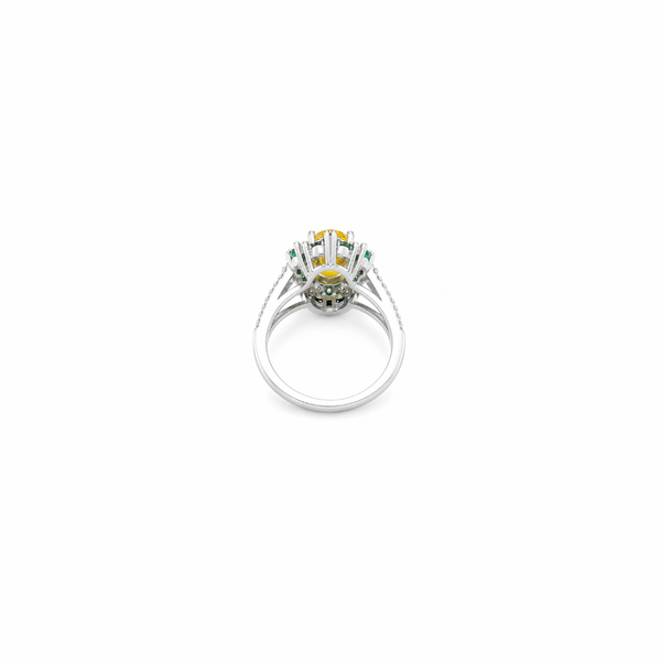 Ira Ring – 925 Sterling Silver Yellow & Emerald Halo Ring