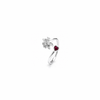 Flora Ring – 925 Sterling Silver Floral Open Ring with Ruby Red Heart CZ