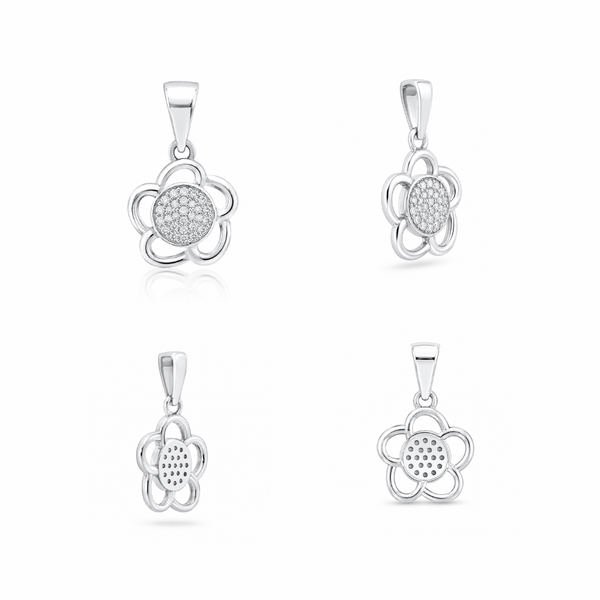 Halo-Bloom Pendant – 925 Sterling Silver Floral Pendant Necklace