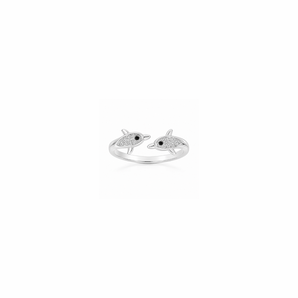 Jiya Ring – 925 Sterling Silver Twin Fish Adjustable Ring