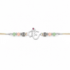 Om Rakhi – 925 Sterling Silver Om Rakhi with Pastel Green & Peach Beads