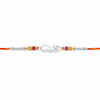 Bro Infinity Rakhi – 925 Sterling Silver Infinity Rakhi with Red & Yellow Crystal Beads