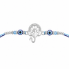 Ganesha Kavach Silver Rakhi – 925 Sterling Silver Evil Eye Rakhi with Sky Blue & Royal Blue Beads