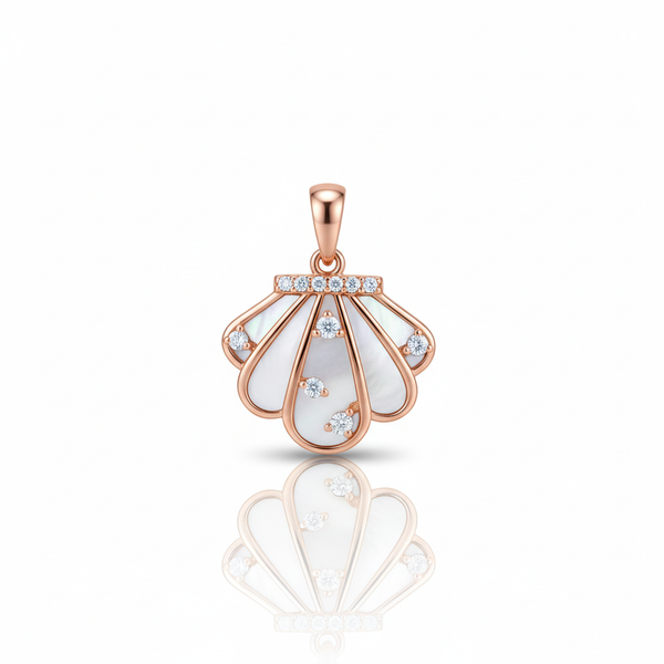 Naria Pendant – 925 Sterling Silver Rose Gold Shell Necklace