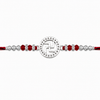 Shubh Swastik Silver Rakhi – 925 Sterling Silver Auspicious Swastik Rakhi with Ruby Red Crystal Beads