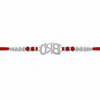Bro Rakhi – 925 Sterling Silver Letter Rakhi with Red Crystal Beads