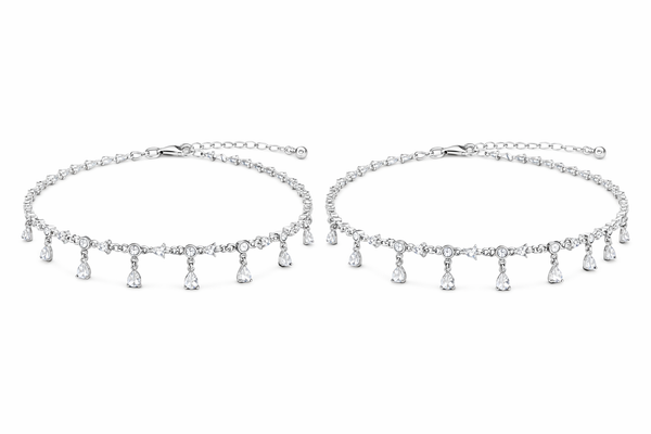 Pear Drop Anklet – 925 Sterling Silver Elegant Teardrop Charm Anklet