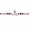Krishna Rakhi – 925 Sterling Silver Rakhi with Pink Crystal & Red Beads