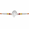 Bal Ganesha Silver Rakhi – 925 Sterling Silver Ganesha Rakhi with Ruby Red & Yellow Crystal Beads